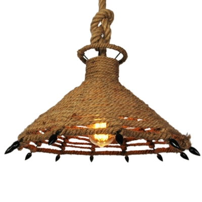 American Hemp Rope Single Pendant Retro Industrial Style Creative Iron Hanging Lamp