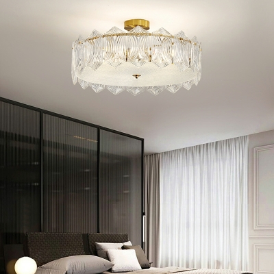 Glass Bedroom Ceiling Light American Retro Light Luxury Flush Mount Lighting