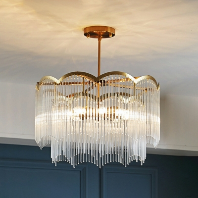 Modern Light Luxury Crystal Chandelier Simple Tassel Chandelier for Living Room