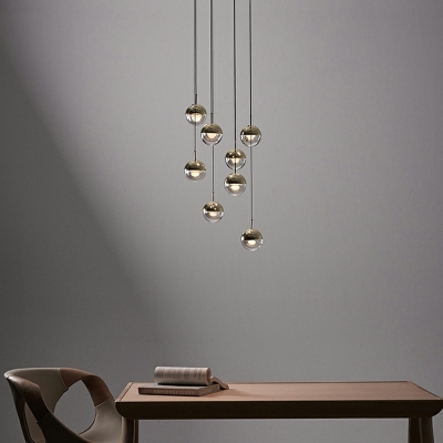 1-Light Ceiling Pendant Light Contemporary Style Globe Shape Metal Hanging Lamp Kit