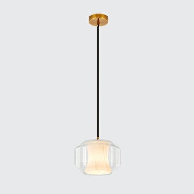 1-Light Hanging Ceiling Light Modern Style Geometric Shape Glass Pendant Lighting