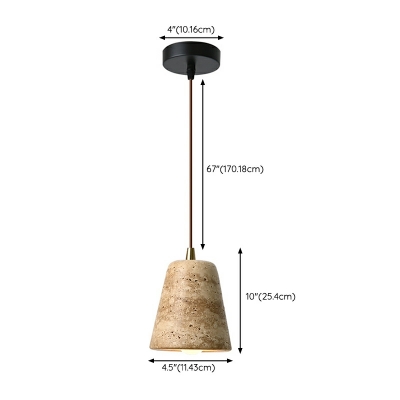 1-Light Hanging Ceiling Lights Yellow Hole Stone Shade Pendant Lighting for Hallway Bedside