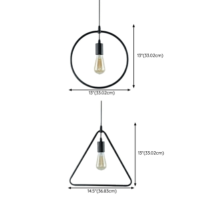 1-Light Pendant Lighting Minimalism Style Geometric Shape Metal Hanging Ceiling Light