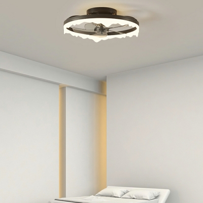 1-Light Semi Flush Light Fixtures Contemporary Style Ring Shape Metal Ceiling Mounted Lights