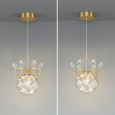 1-Light Suspension Light Contemporary Style Crown Shape Metal Hanging Lamp Kit