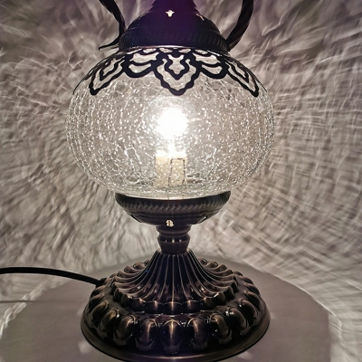 1-Light Table Light Asian Style Geometric Shape Glass Nightstand Lamps