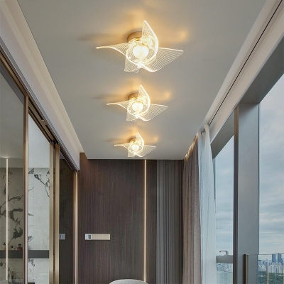 3-Light Flush Light Fixtures Kids Style Flower Shape Metal Ceiling Mounted Lamp