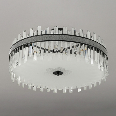 8-Light Semi Flush Light Fixtures Modern Style Drum Shape Metal Ceiling Mounted Lights