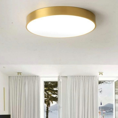 Copper Drum Flushmount Ceiling Lamp Modern Style LED Flush Mount Lighting for Bedroom