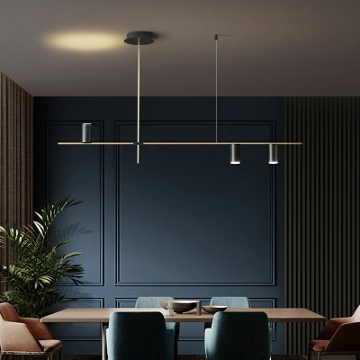 Modern Simple Linear Island Pendant Brass Led Island Light for Bar Dining Room