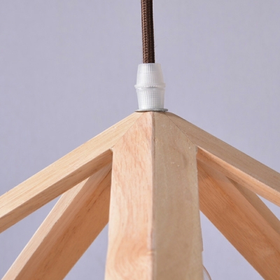 Nordic Hanging Light Fixture Single Head Suspension Pendant Light in Wood