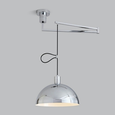 1-Light Hanging Ceiling Lights Simplistic Dome Shape Metal Movable Pendant Lamps