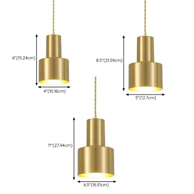 1-Light Pendant Lighting Contemporary Style Cylinder Shape Metal Hanging Ceiling Light