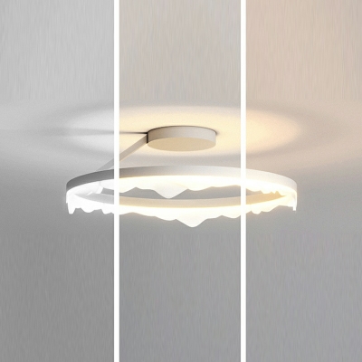 1 Light Semi Flush Light Fixtures Minimalist Style Ring Shape Metal Ceiling Mounted Lights