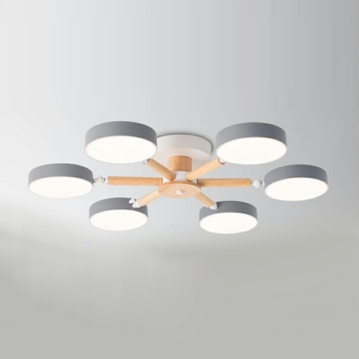 6-Light Flush Chandelier Modern Style Round Shape Metal Ceiling Lights