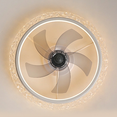 Contemporary Flush Mount Ceiling Fan LED Fan Lighting for Dining Room