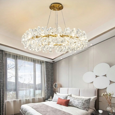 Crystal Wheel Chandelier Pendant Light Modern Suspension Light for Living Room