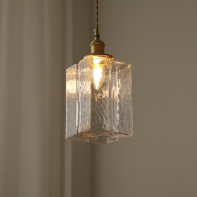 1-Light Hanging Ceiling Lights Modern Style Square Shape Glass Pendant Lighting