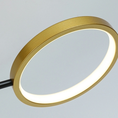 7-Light Semi Flush Chandelier Minimalist Style Ring Shape Metal Ceiling Light