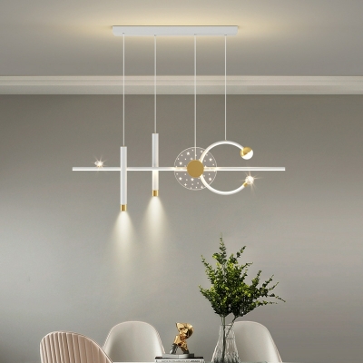 8-Light Ceiling Pendant Light Modern Style Tube Shape Metal Hanging Lamps Kit
