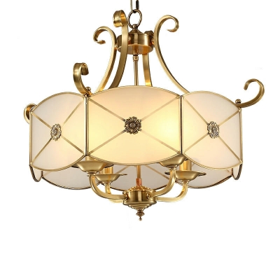 Contemporary Glass Chandelier American Style Full Copper Chandelier for Living Room