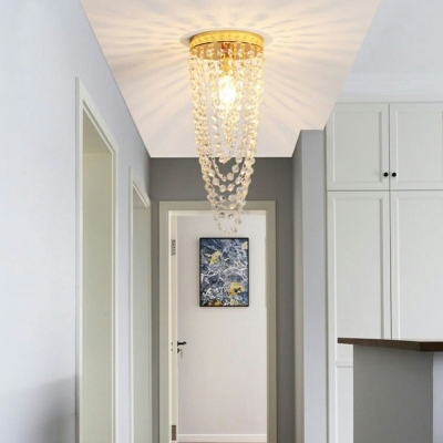 Modern Simple Style Crystal Flush Light Fixtures Hallway Porch Ceiling Mounted Lights
