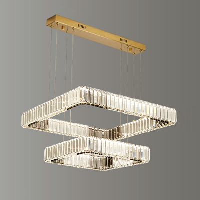 Nordic Crystal Chandelier Third Gear Modern Minimalist Square Chandelier for Living Room