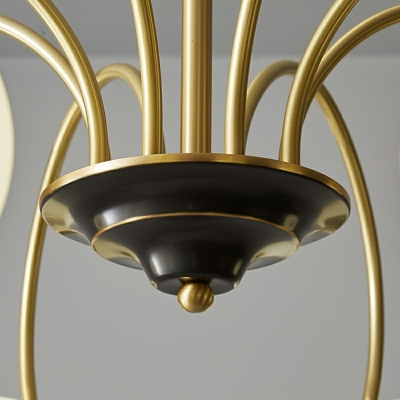 Nordic Light Luxury Copper Chandelier Modern Minimalist Glass Chandelier for Living Room