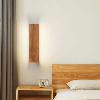 Rectangle Shape Wood Wall Lamp Modern Simple 1 Light Sconce Lighting