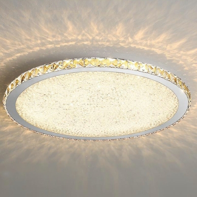 Round Flush Mount Ceiling Light Modern Style Crystal Flush Light for Living Room