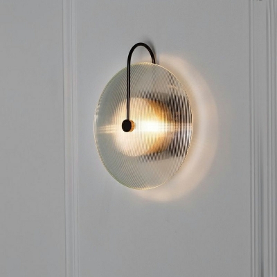 Round Sconce Lights Modern Style Glass Wall Sconce for Bedroom