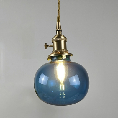 1-Light Hanging Ceiling Light Modern Style Globe Shape Metal Pendant Lighting