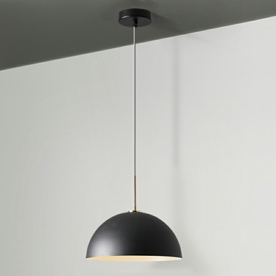 1 Light Hanging Ceiling Lights Modern Dome Shape Metal Pendant Lamps