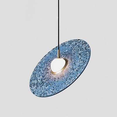 1 Light Hanging Light Modern Saucer Shape Stone Pendant Light in Warm Light