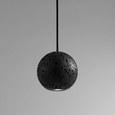 1-Light Mini Black Hole Stone Hanging Ceiling Lights Ball Shape Pendant Lighting for Hallway Bedside