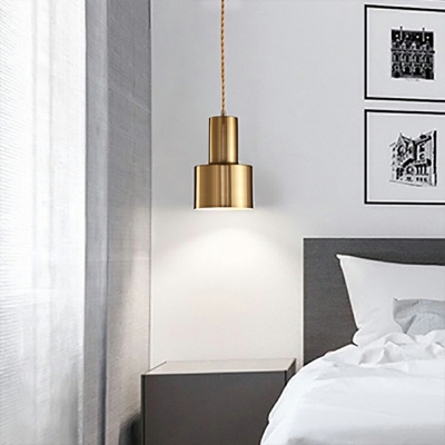 1-Light Pendant Lighting Contemporary Style Cylinder Shape Metal Hanging Ceiling Light