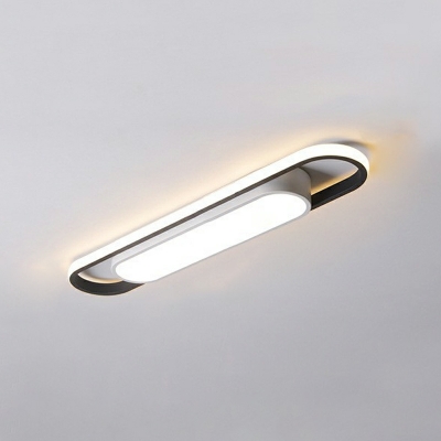 2 Light Flush Light Fixtures Simplistic Style Oval Shape Metal Ceiling Mounted Lights