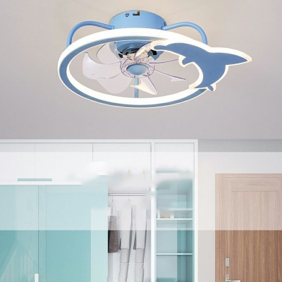 3-Light Flush Mount Lamp Kids Style Whale Shape Metal Ceiling Mounted Fixture