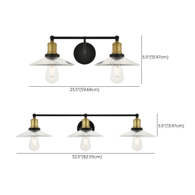 3-Light Sconce Lights Traditional Style Cone Shape Metal Vanity Wall Light