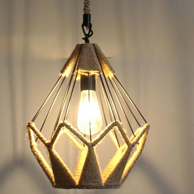 American Hemp Rope Single Pendant Retro Industrial Style Creative Iron Hanging Lamp