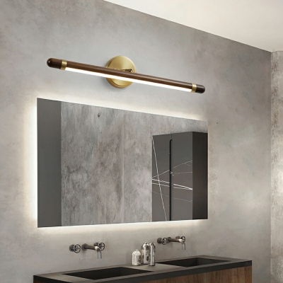 Modern Style Linear Vanity Light Fixtures Walnut Led Vanity Light Strip with Acrylic Shade
