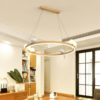 Wheel Wood Chandelier Pendant Light Modern Hanging Ceiling Lights for Living Room