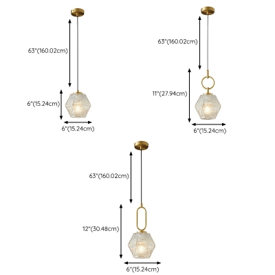 1-Light Ceiling Pendant Light Modern Style Hexagon Shape Glass Hanging Lamp Kit