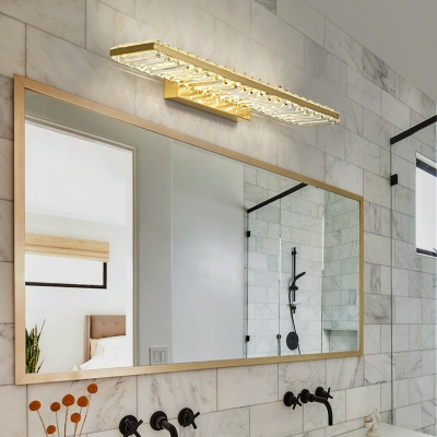 1-Light Sconce Lights Contemporary Style Rectangle Shape Crystal Vanity Wall Light