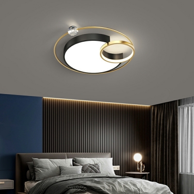 2-Light Ceiling Mount Light Fixture Minimalist Style Geometric Shape Metal Flushmount Lighting
