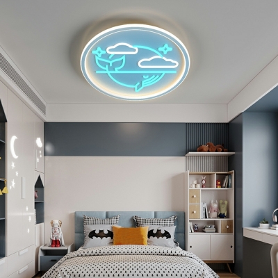 2-Light Flush Light Fixtures Modern Style Round Shape Metal Ceiling Mounted Lights
