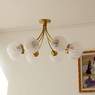 6 Light Flush Light Fixtures Traditional Style Globe Shape Metal Ceiling Mounted Lights