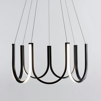 Contemporary U Shape Chandelier Lighting Iron Chandelier Fixture for Dining Hall