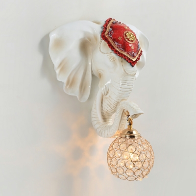 Elephant Resin Wall Lamp Modern Creative Crystal Wall Sconce for Staircase Bedside
