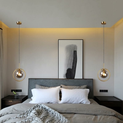 Globe Hanging Lamps Modern Style Glass Pendant Lighting Fixtures for Living Room